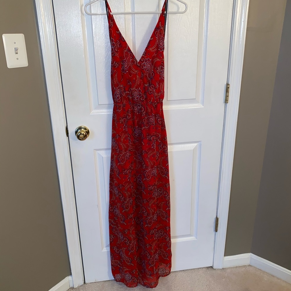 Red printed Maxi Dress, Size M